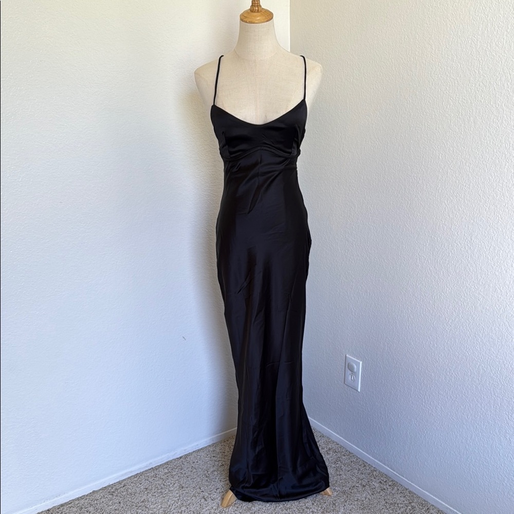 Elegant Black Satin Dress
